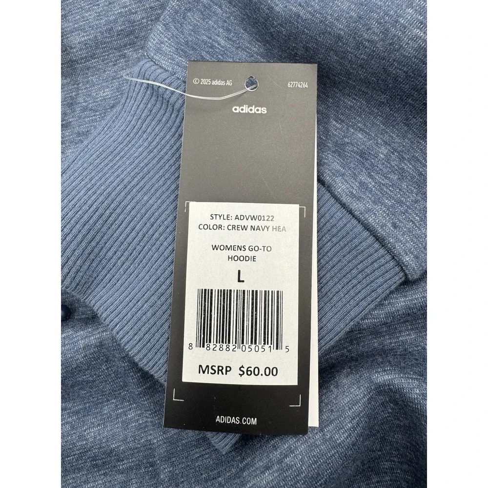Adidas Women's  Go To Hoodie Sweatshirt Large Crew Navy Heather - Picture 7 of 8